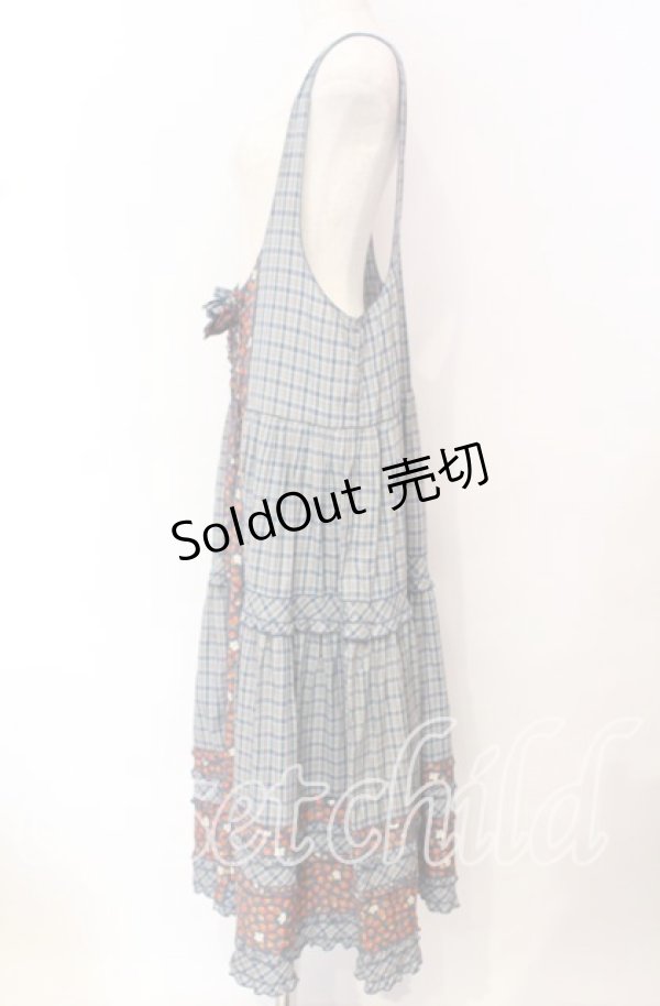 画像3: PINK HOUSE / いちごチェックジャンパースカート  ブルー系 O-25-10-19-078-LO-OP-IG-ZI (3)