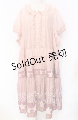 画像: PINK HOUSE / Starry Sky プリントパッチワークワンピース【お直しあり】 生地付け足し（通常よりも大きなサイズ） ピンク O-25-10-19-085-LO-OP-IG-OS