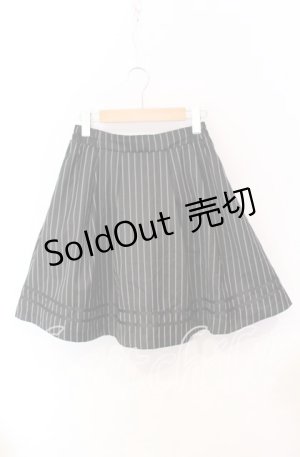 画像: Blue rouge / ストライプフレアミニスカート  クロ O-25-10-19-010-CA-SK-IG-ZT039