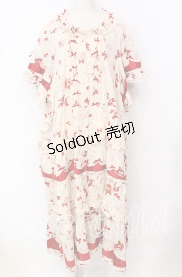 画像1: PINK HOUSE / ツインラビットワンピース【お直しあり】  アイボリー×アカ O-25-10-19-094-LO-OP-IG-OS (1)