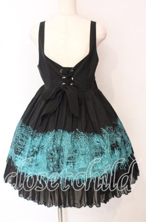 画像: ALGONQUINS / 長い長い森レースアップフロントツートンピナフォアドレス  ブラック×グリーン O-25-10-19-108-AL-OP-IG-OS