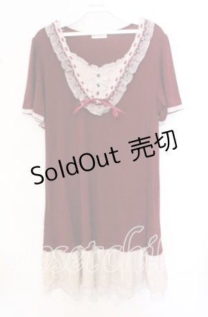 画像: axes femme / ヨークはしごレースチュニック  ワイン O-25-10-19-013-AX-TO-IG-ZT1103A