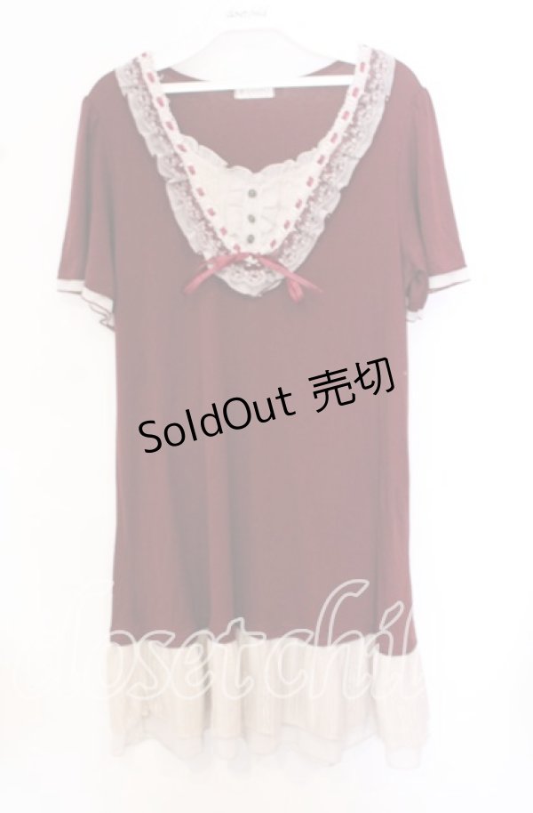 画像1: axes femme / ヨークはしごレースチュニック  ワイン O-25-10-19-013-AX-TO-IG-ZT1103A (1)