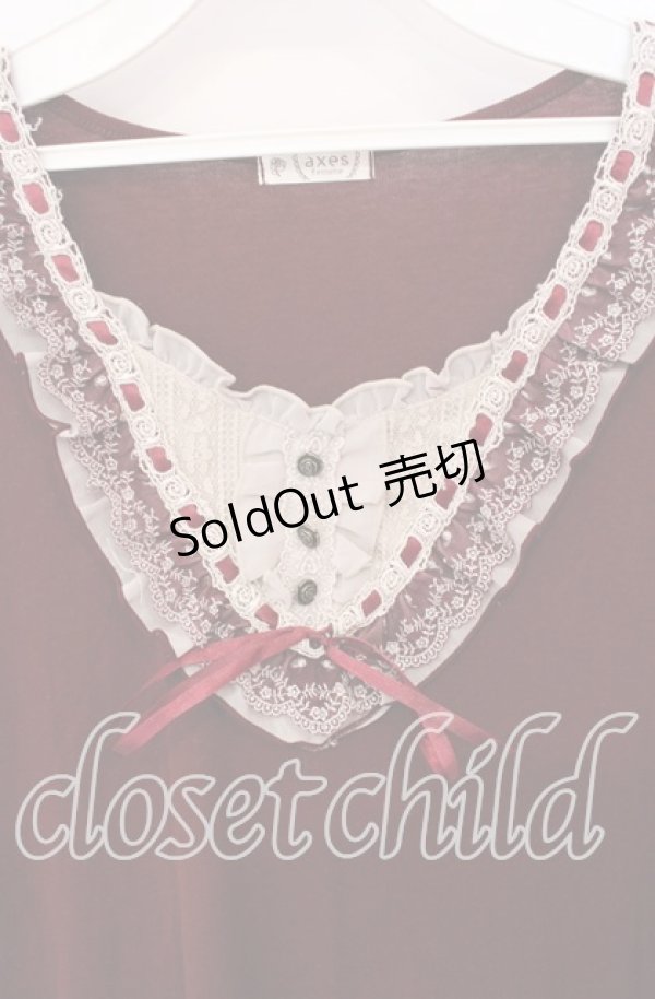 画像2: axes femme / ヨークはしごレースチュニック  ワイン O-25-10-19-013-AX-TO-IG-ZT1103A (2)