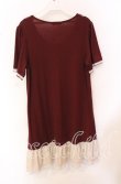 画像3: axes femme / ヨークはしごレースチュニック  ワイン O-25-10-19-013-AX-TO-IG-ZT1103A (3)