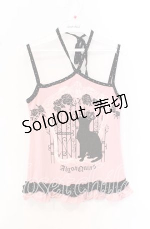 画像: ALGONQUINS / 猫ptホルターキャミソール  ピンク×ブラック O-25-10-19-019-AL-TO-IG-OS