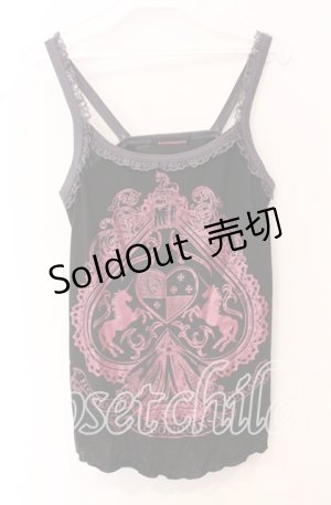 画像: ALGONQUINS / スペードプリントキャミソール  ブラック×ピンク O-25-10-19-022-AL-TO-IG-OS