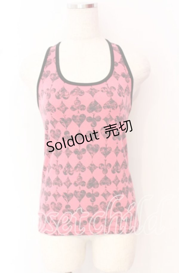 画像1: ALGONQUINS / トランプアイコンタンクトップ  ピンク×ブラック O-25-10-19-024-AL-TO-IG-OS (1)