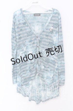 画像: PEACE NOW / 透かしボーダースターカットカーディガン M ブルー系 O-25-10-19-031-PU-TO-IG-OS