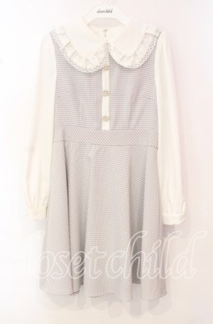 画像: evelyn / 襟フリルワンピース S グレー O-25-10-20-028-LO-OP-OW-OS