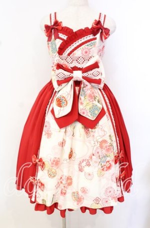 画像: metamorphose / 花鳥風月〜乙女のはなごろも〜プリーツジャンパースカート  白梅 O-25-10-20-003-ME-OP-OW-OS