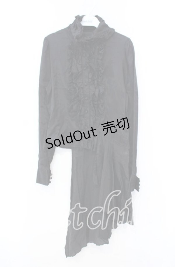 画像1: BPN / アシンメトリーサテンフリルブラウス M ブラック O-25-10-20-038-GO-BL-OW-OS (1)