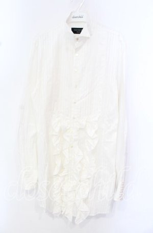 画像: BPN FOR MEN / ショートカラーサテンタックロングブラウス M アイボリー O-25-10-20-039-GO-BL-OW-OS
