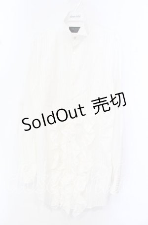 画像: BPN FOR MEN / ショートカラーサテンタックロングブラウス M アイボリー O-25-10-20-039-GO-BL-OW-OS