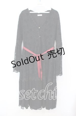 画像: axes femme / 花柄総レースガウンワンピース M クロ O-25-10-20-043-AX-OP-OW-OS