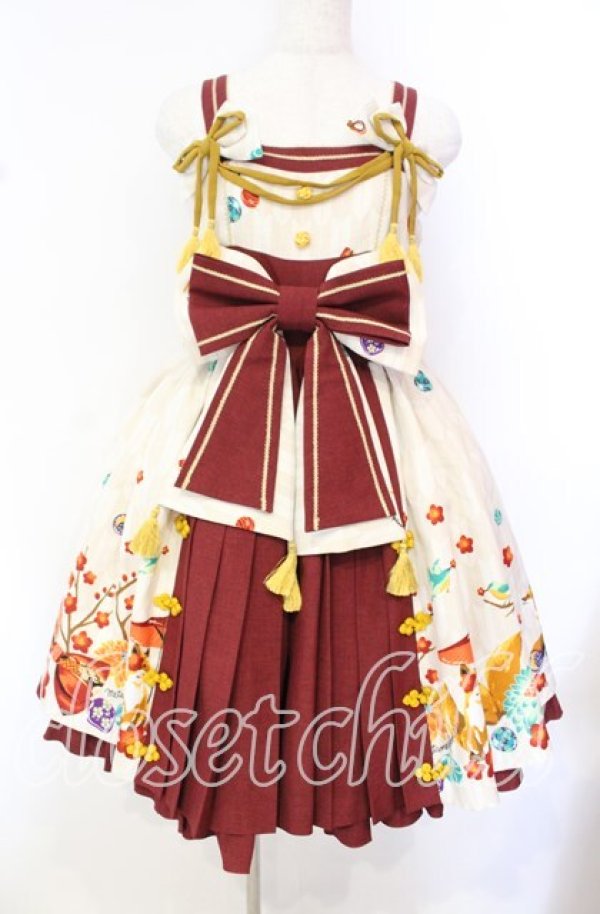画像1: metamorphose / 春告げ鳥の恋うららプリーツジャンパースカート  オフシロ系 O-25-10-20-004-ME-OP-OW-OS (1)