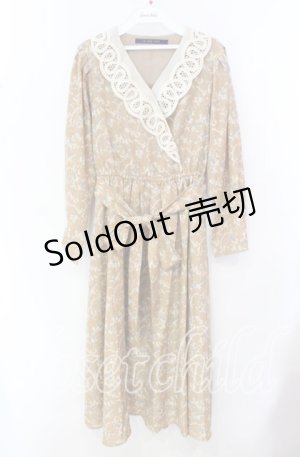 画像: 【SALE】an another angelus / レース衿カシュクール花柄ワンピース F ベージュ O-25-10-20-054-CA-OP-OW-ZT141