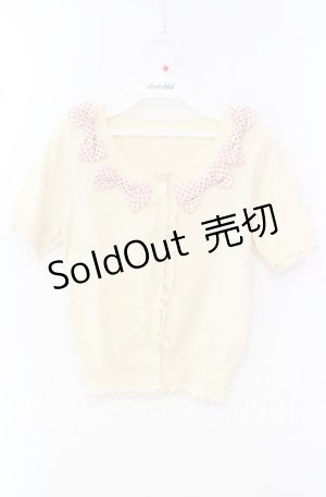 画像: Emily Temple cute / 水玉リボン半袖カーディガン  アイボリー O-25-10-20-071-ET-TO-IG-OS