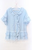 画像1: PINK HOUSE / フリルオーバーブラウス  サックス ギンガム O-25-10-20-088-LO-BL-IG-OS (1)
