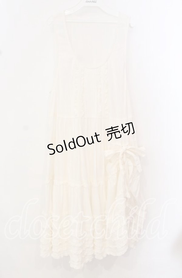 画像1: PINK HOUSE / たくし上げリボン付きジャンパースカート  シロ O-25-10-20-090-LO-OP-IG-OS (1)