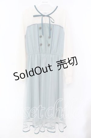 画像: axes femme POETIQUE / 連ボタンデザインチュールワンピース M グリーン O-25-10-20-022-AX-OP-OW-OS