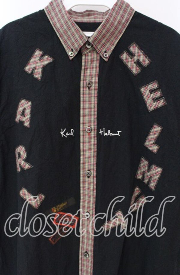 画像2: 【SALE】Karl Helmut / オリジナルチェックパッチワークシャツブラウス 4（L） クロ O-25-10-21-026-EL-BL-IG-ZT243 (2)
