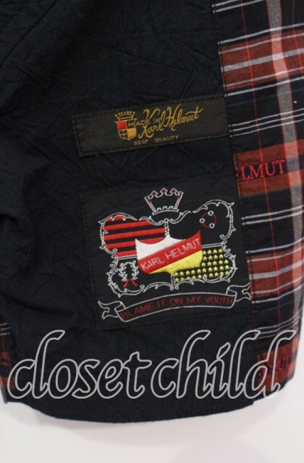 画像4: 【SALE】Karl Helmut / オリジナルチェックパッチワークシャツブラウス 4（L） クロ O-25-10-21-026-EL-BL-IG-ZT243 (4)