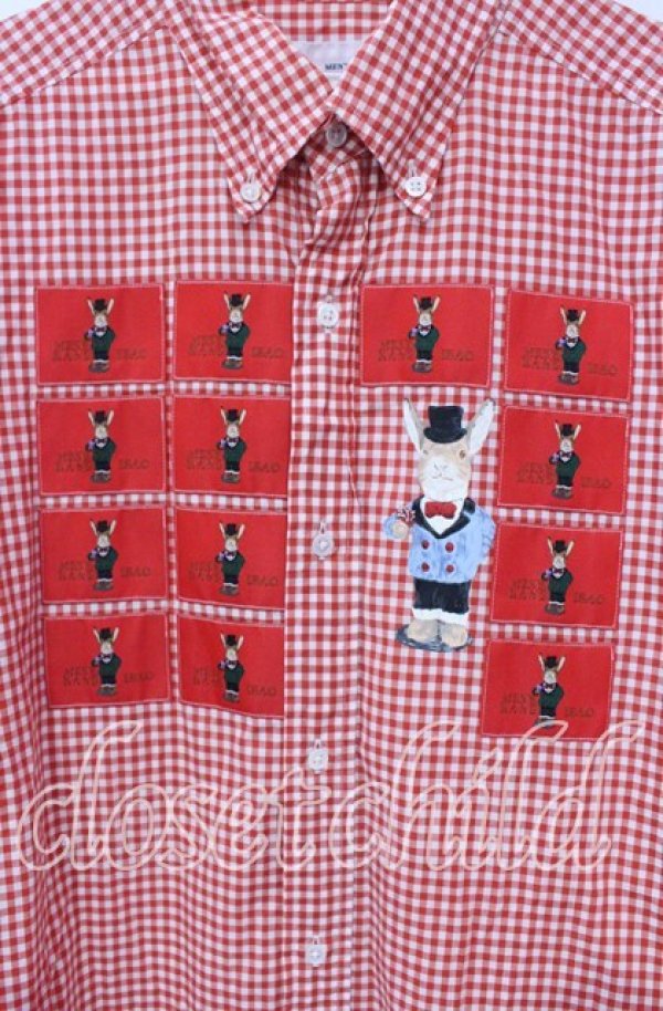 画像2: MEN'S KANEKO ISAO / ギンガムパッチシャツ  アカ O-25-10-21-027-LO-BL-IG-ZT381 (2)