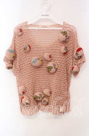 画像: KANEKO ISAO / 編みぐるみかぎ編みニット  ピンク O-25-10-21-032-EL-TO-IG-OS