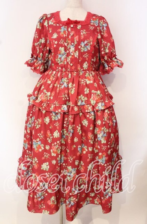 画像1: axes femme kawaii / クラシックベリーワンピース M アカ O-25-10-21-034-AX-OP-OW-OS (1)