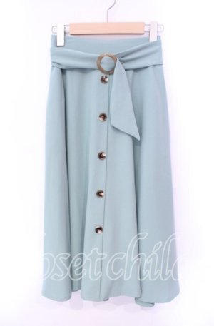 画像: an another angelus / べっ甲バックルベルトフレアースカート  グリーン O-25-10-21-058-CA-SK-IG-ZT018