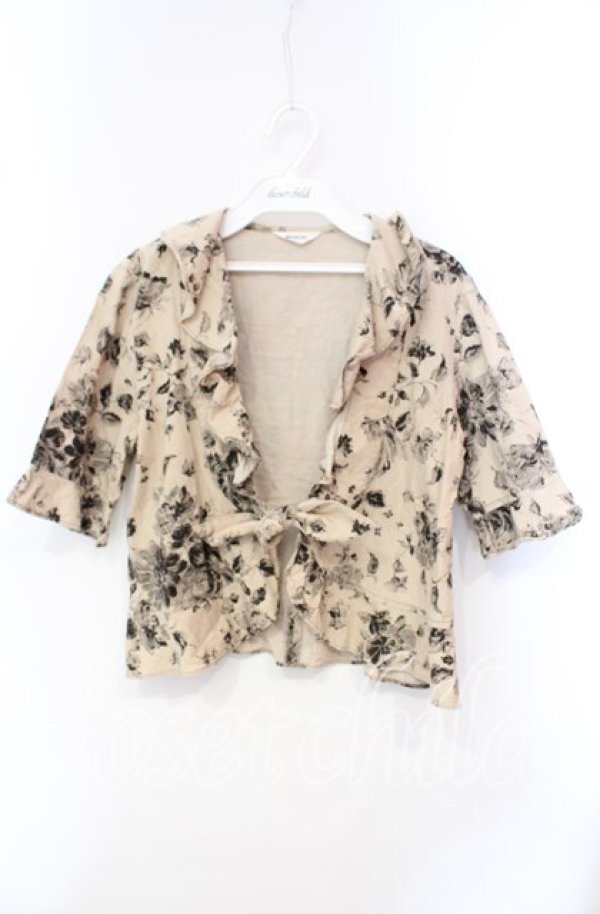 画像3: INGEBORG / ジャガードフラワーフリルボレロ  ベージュ O-25-10-21-064-LO-TO-OW-ZT129 (3)