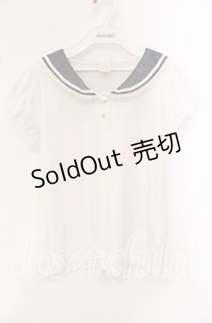 画像: Secret Honey / オーガンジーセーラーカットソー  オフ×ネイビー O-25-10-21-066-CA-TO-IG-OS