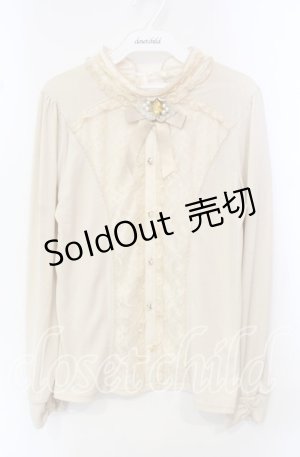 画像: axes femme / ブローチ付スタンド襟PO  生成り O-25-10-21-067-AX-TO-IG-OS