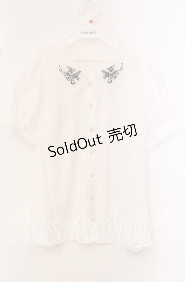 画像1: 【SALE】Secret Honey / スカラップオーガンジー襟ブラウス  シロ O-25-10-21-075-CA-BL-IG-ZT180 (1)