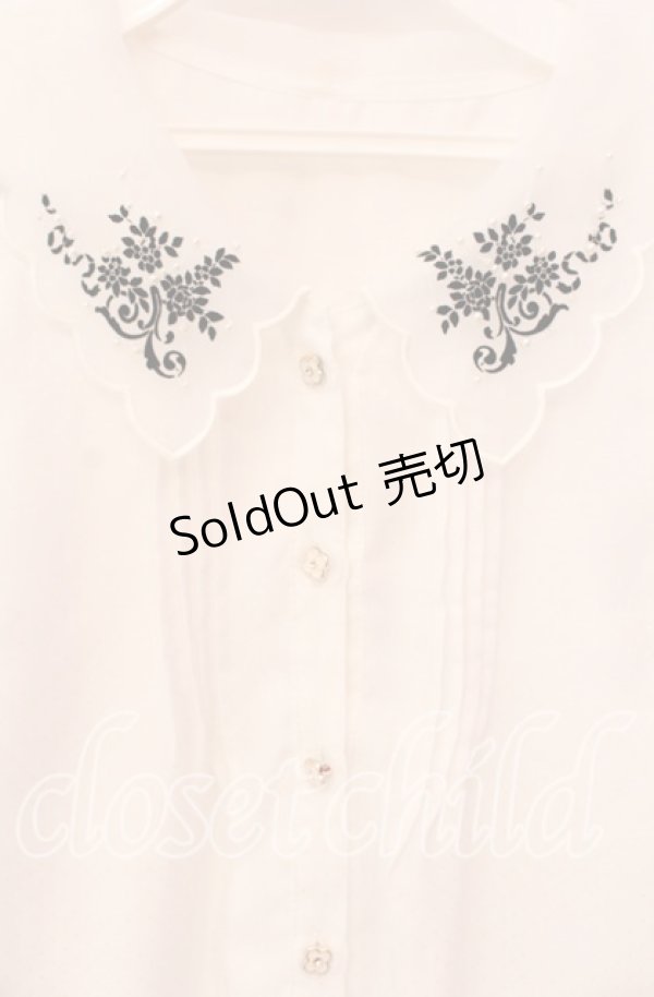 画像2: 【SALE】Secret Honey / スカラップオーガンジー襟ブラウス  シロ O-25-10-21-075-CA-BL-IG-ZT180 (2)