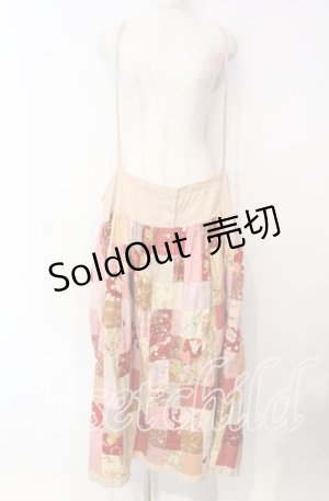 画像: PINK HOUSE / パッチワーク吊りスカート  アカ系 O-25-10-21-007-LO-OP-IG-ZI
