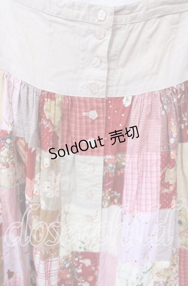 画像2: PINK HOUSE / パッチワーク吊りスカート  アカ系 O-25-10-21-007-LO-OP-IG-ZI (2)