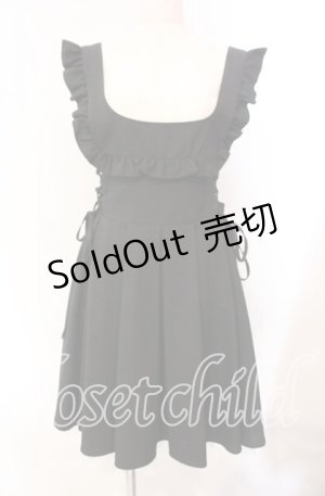 画像: Secret Honey / サイドレースアップジャンパースカート  クロ O-25-10-21-080-CA-OP-IG-OS