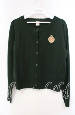 画像: Secret Honey / ハートクラウンカーディガン  グリーン O-25-10-21-089-CA-TO-IG-OS