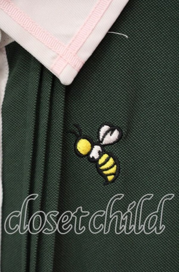 画像2: Secret Honey / PINK LABEL 蜂刺繍ポロワンピース  グリーン O-25-10-21-093-CA-OP-IG-OS (2)