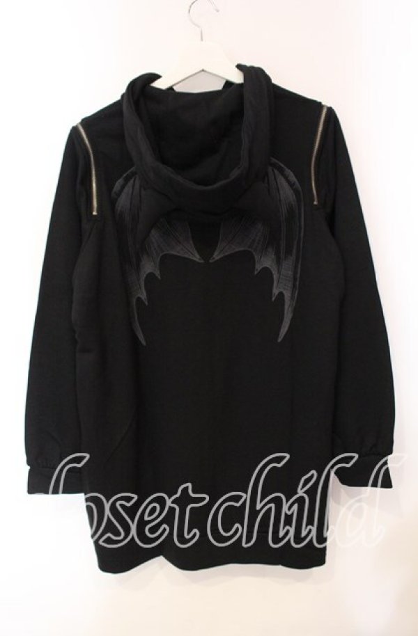 画像2: DearMyLove / 選べる天使or悪魔プリント柄パーカーワンピ M〜L 悪魔（クロ） O-25-10-21-102-EL-TO-OW-ZT057 (2)