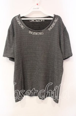 画像: INGEBORG / ロゴ刺繍ボーダーTシャツ  クロ O-25-10-21-111-LO-TS-OW-ZT129