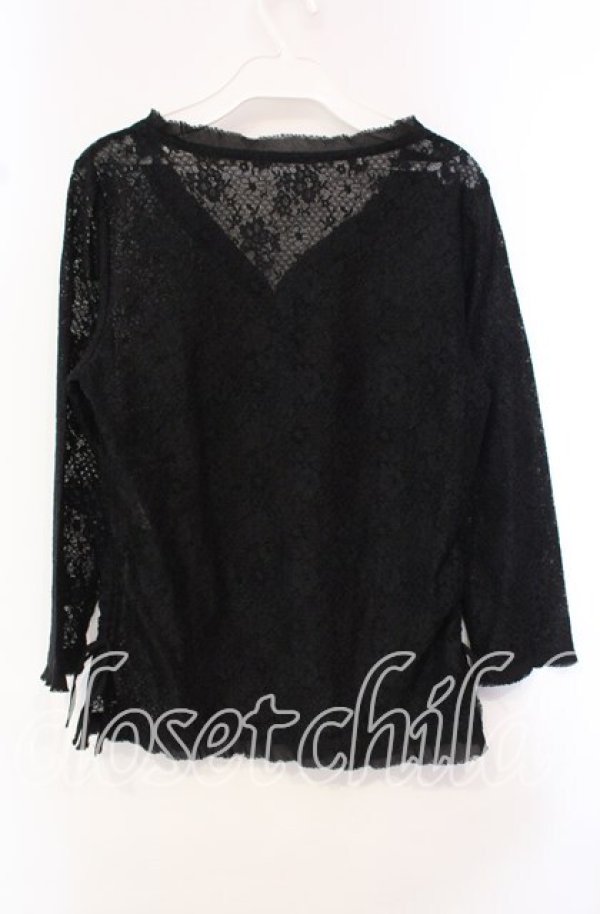 画像3: INGEBORG / Vネックレースプルオーバー M クロ O-25-10-21-112-LO-TO-OW-ZT127 (3)