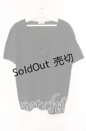 画像: INGEBORG / パイル地3つリボン半袖トップス M クロ O-25-10-21-113-LO-TO-OW-OS