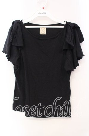 画像: F&A / ショルダーリボンカットソー F クロ O-25-10-21-117-LO-TO-OW-ZT1029P