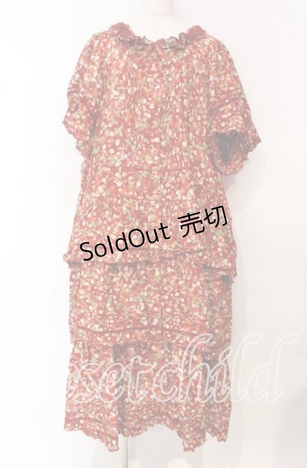 画像1: PINK HOUSE / いちごロングワンピース【お直しあり】  アカ O-25-10-21-015-LO-OP-IG-OS (1)