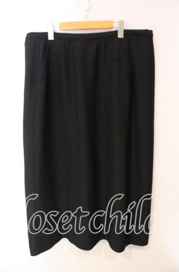 画像1: 【SALE】INGEBORG / リボンフロッキースリット入ロングスカート【お直しあり】 タグ記載サイズM クロ O-25-10-21-019-LO-SK-IG-ZT163 (1)