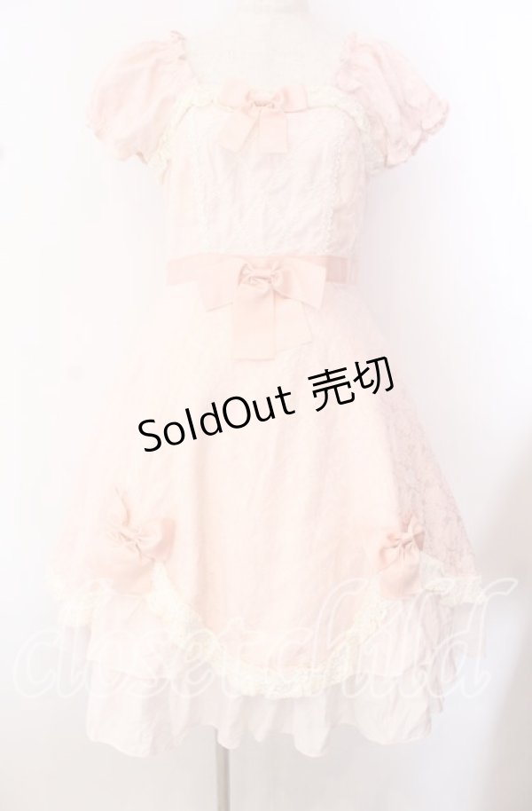 画像1: milky ange / ジャガードパフスリーブワンピース  ピンク O-25-10-23-037-EL-OP-IG-OS (1)