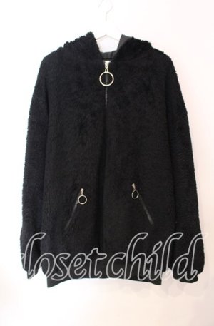 画像: Amilige / クロスパッチボアパーカー  ブラック O-25-10-23-041-PU-TO-YM-OS